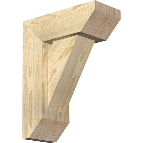 Ekena Millwork Traditional Slat Rough Sawn Bracket w/ Offset Brace, Douglas Fir, 6"W x 14"D x 18"H BKT0604X14X18TRA06RDF - main